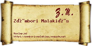 Zámbori Malakiás névjegykártya